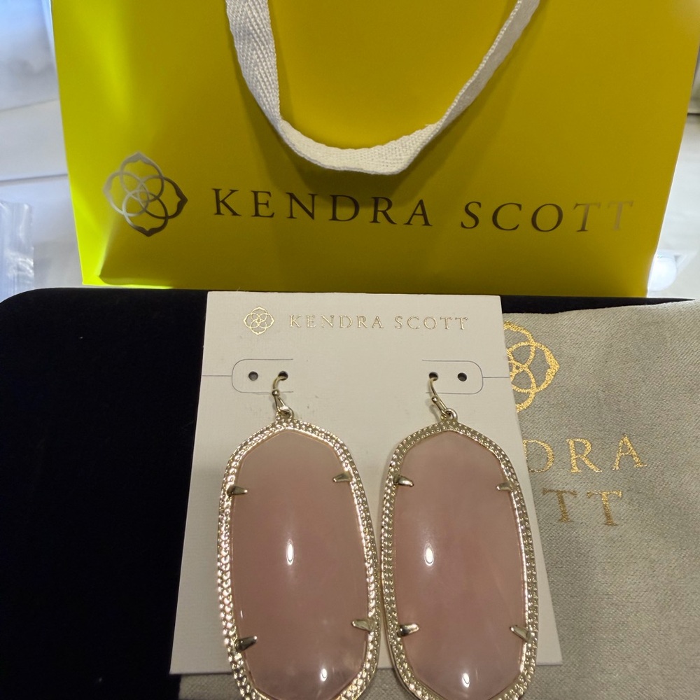 Kendra Scott Rose Quartz Danielle Earrings - Picture 3 of 3